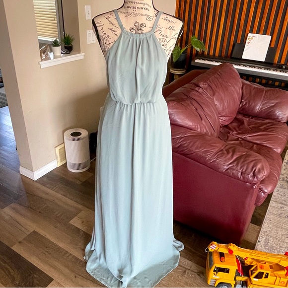 Show me your Mumu Ash Green Haltered Maxi Dress size Small - Picture 5 of 10